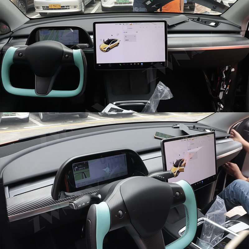 لوحة أجهزة القياس LCD للسيارة من ألياف الكربون تسلا موديل 3 موديل Y مجموعة رقمية