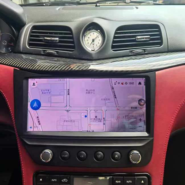 Android 10 Car Radio Fascia شاشة سوداء من ألياف الكربون لسيارة مازيراتي GT / GC GranTurismo